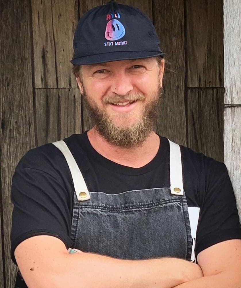 Dusty, Aussie Pickle Co producer, at the farm
